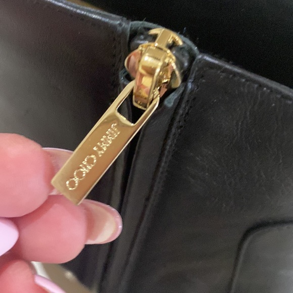 Jimmy Choo Black JC Gold Logo Leather Ankle Booties Size 7.5 - Picture 8 of 8